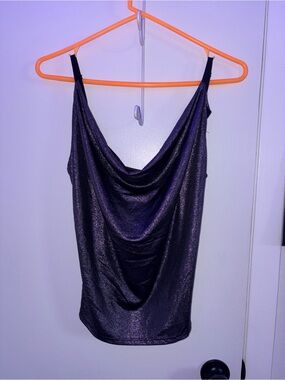Metallic Black Cowl Neck Camisole